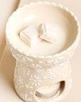 Pink Ceramic Floral Scalloped Edge Wax Burner