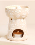Pink Ceramic Floral Scalloped Edge Wax Burner