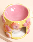Retro Floral Yellow and Pink Ceramic Wax Burner